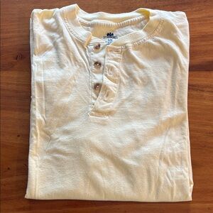 Stanford Lightweight Shortsleeve Mens L Pale Yellow 3-button Crewneck Shirt